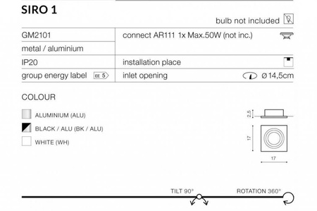 Lampa wpuszczana Siro 1 AZZARDO (AZ2805)