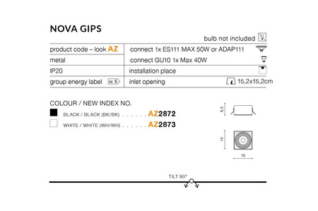 Lampa wpuszczana NOVA GIPS white/white (AZ2873) - AZZARDO