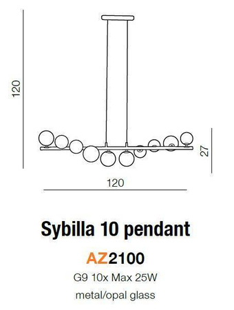 Lampa wisząca Sybilla 10 (AZ2100 - Azzardo) - żyrandol