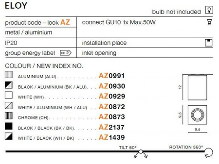 Plafon ELOY 1 white (AZ0929 | GM4106-WH) - AZZARDO
