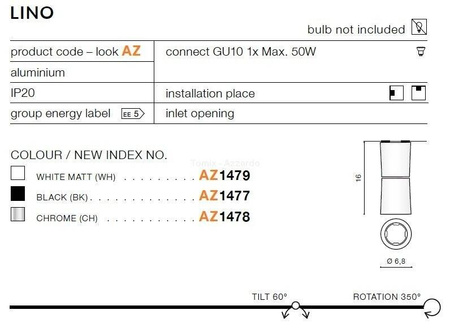 Plafon LINO white (AZ1479 | NC1802-YLD-WH) - AZZARDO