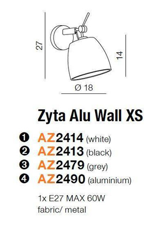 Kinkiet ZYTA WALL XS ALU/ALU (MB2300-XS-ALU/ALU) Azzardo