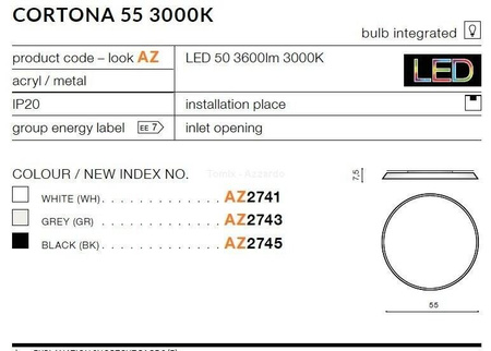 Plafon CORTONA 55 3000K black (AZ2745) - AZZARDO