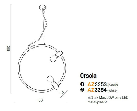 Lampa wisząca ORSOLA czarna (AZ3353) - Azzardo
