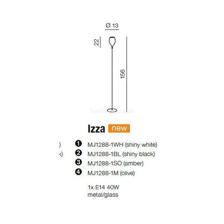 Lampa stojąca IZZA kol. CZARNY (MJ1288-1BL) - Azzardo